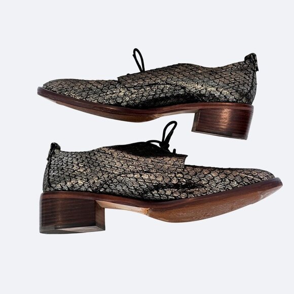 Louise et Cie Lo-Fenn Block Heel Leather Derby Lace Up Size 11 Metalic - Picture 3 of 11